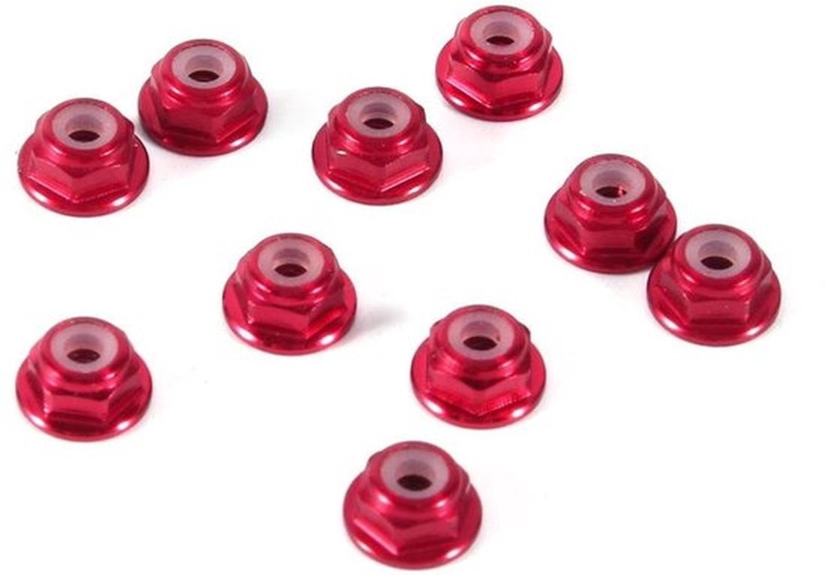Hex Zelfvergrendelende Moeren - M2 Moeren - Aluminium Nylon Slotmoeren - Donkerrood - 10 Stuks - Voor Toepassingen - Zeskantmoeren