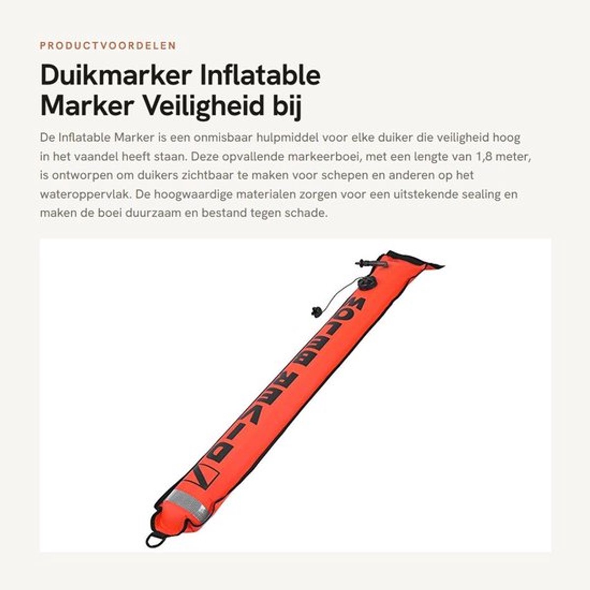 Duikmarker 1,8m Hoge Zichtbaarheid - Opblaasbare Marker - Reflecterende Band - Duikuitrusting - Signaalmarker - Duurzaam Materiaal - Oppervlakmarker