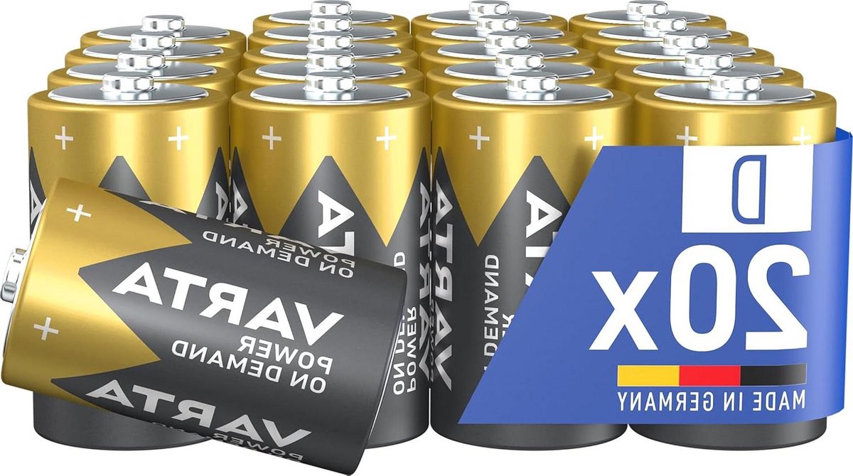 D Mono Batterijen - Grote Batterijen - Apparaten Voeden - Power on Demand - 20 Stuks - Zwart