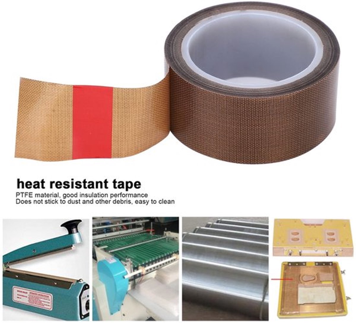 Afdichtingstape Zelfklevend - PTFE Tape - Vacuümverzegelaar - Hoge Temperatuur - 0.13mm x 19mm x 10m - Vervangende Tape - Isolatietape