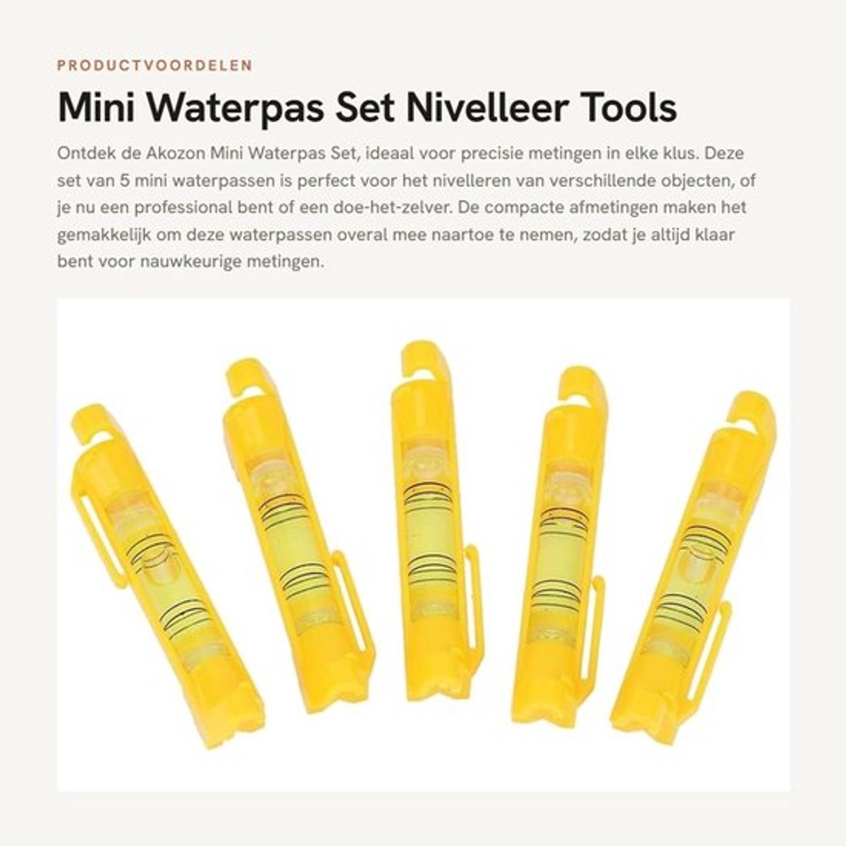 Waterpas Mini - 5 Stuks - Nivelleer Bubble - Precisie 10mm - Toepassing Frame - Compact 11x8x2 cm - Niveau
