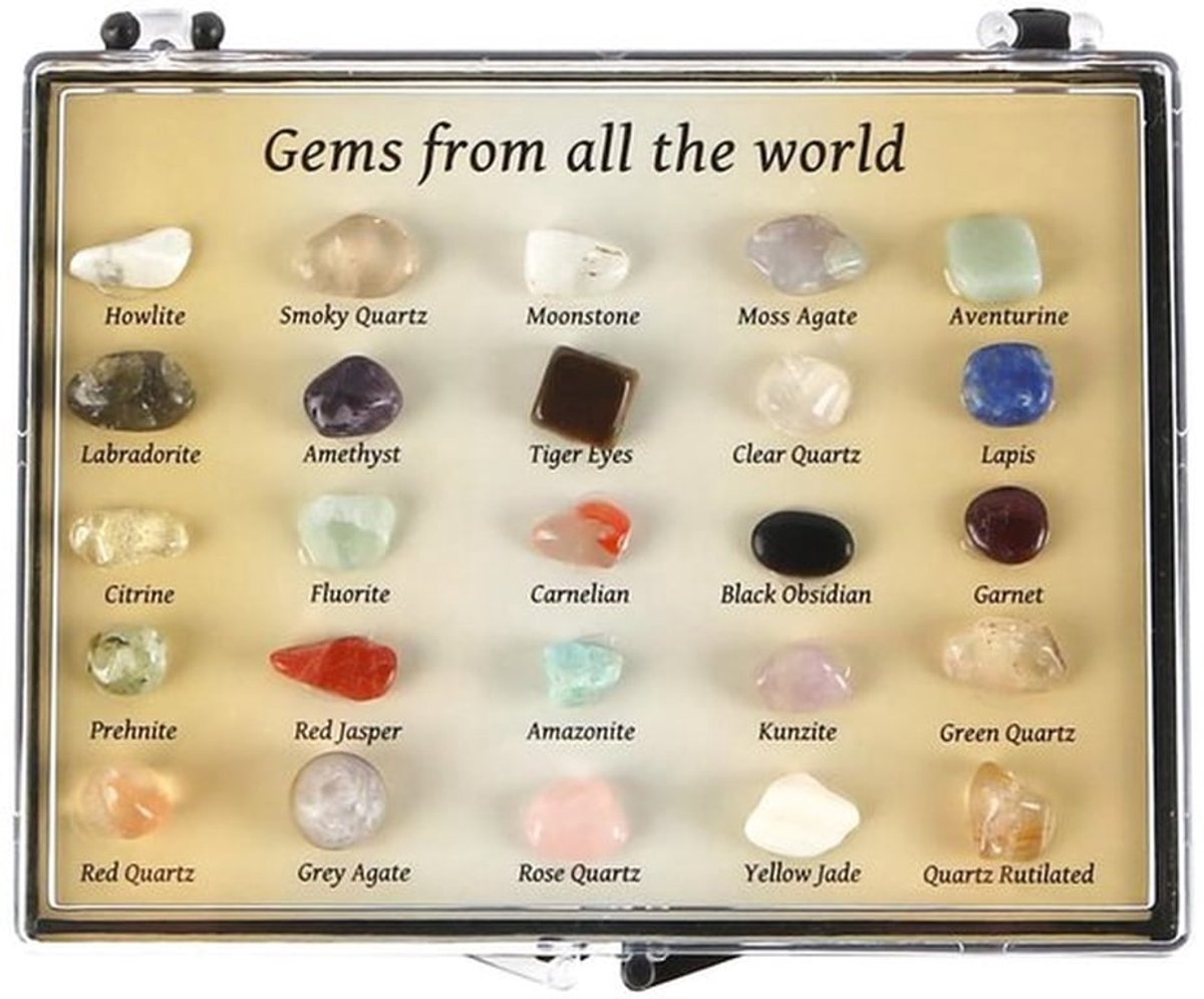 Kristallen Set 25 Stuks - Natuurlijke Edelstenen - Ruwe Stenen - Kristalgrind - Positieve Energie - Meditatie en Reiki