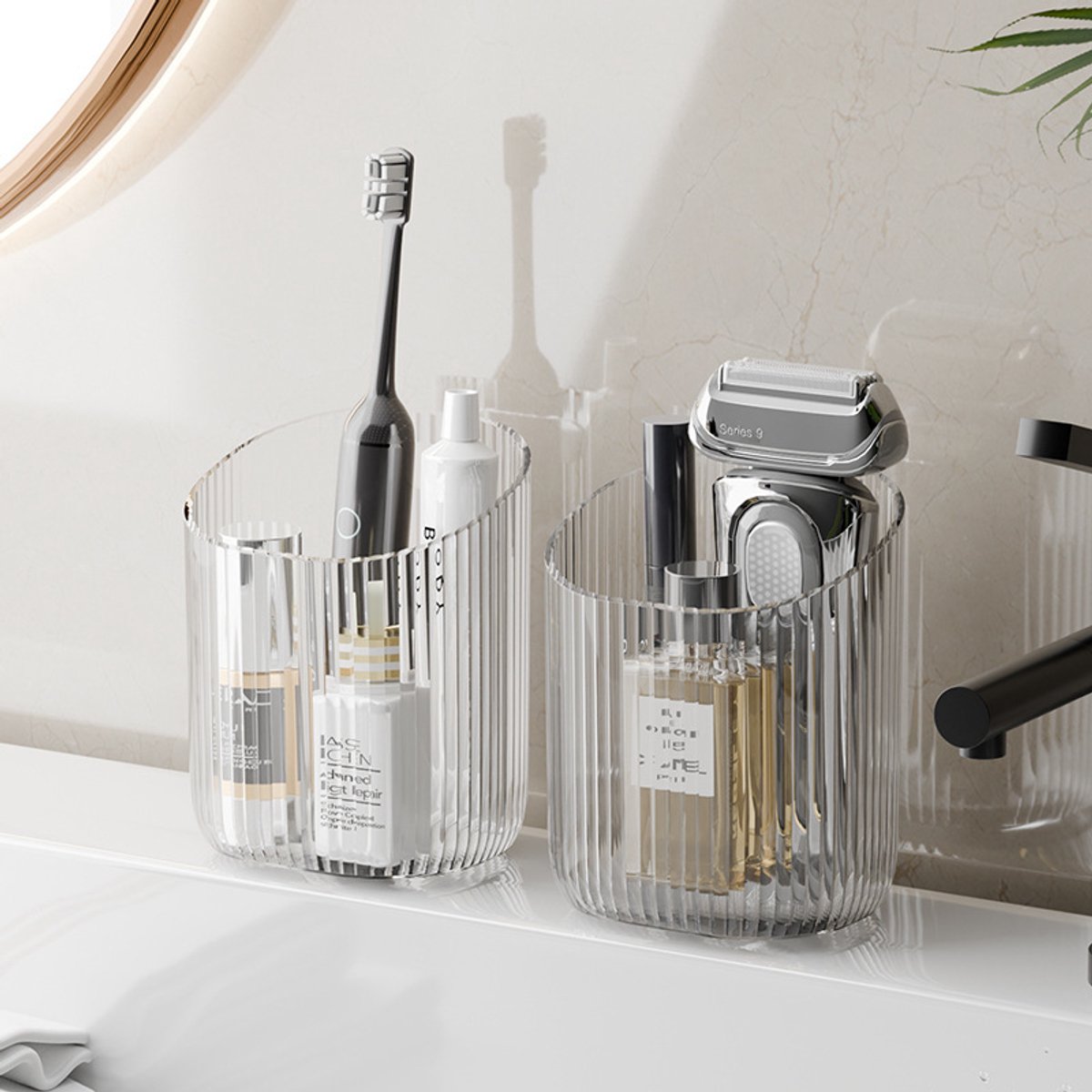 Badkamer Organizer 2 Stuks - Wandhouder Zonder Boren met Afneembaar Design - Multifunctionele Douche Opbergbak voor Tandenborstel Scheermes Cosmetica en Toiletartikelen - Wit