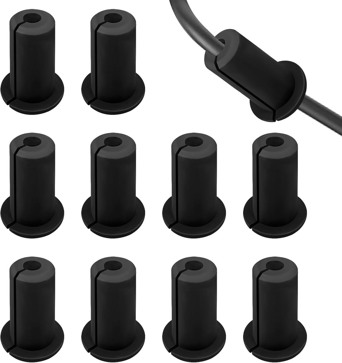 10 Stuks Silicone Kabeldoorvoer voor 19mm Wandgaten, Kabelbeheer Kit voor Ethernet en Starlink Kabels (Zwart)