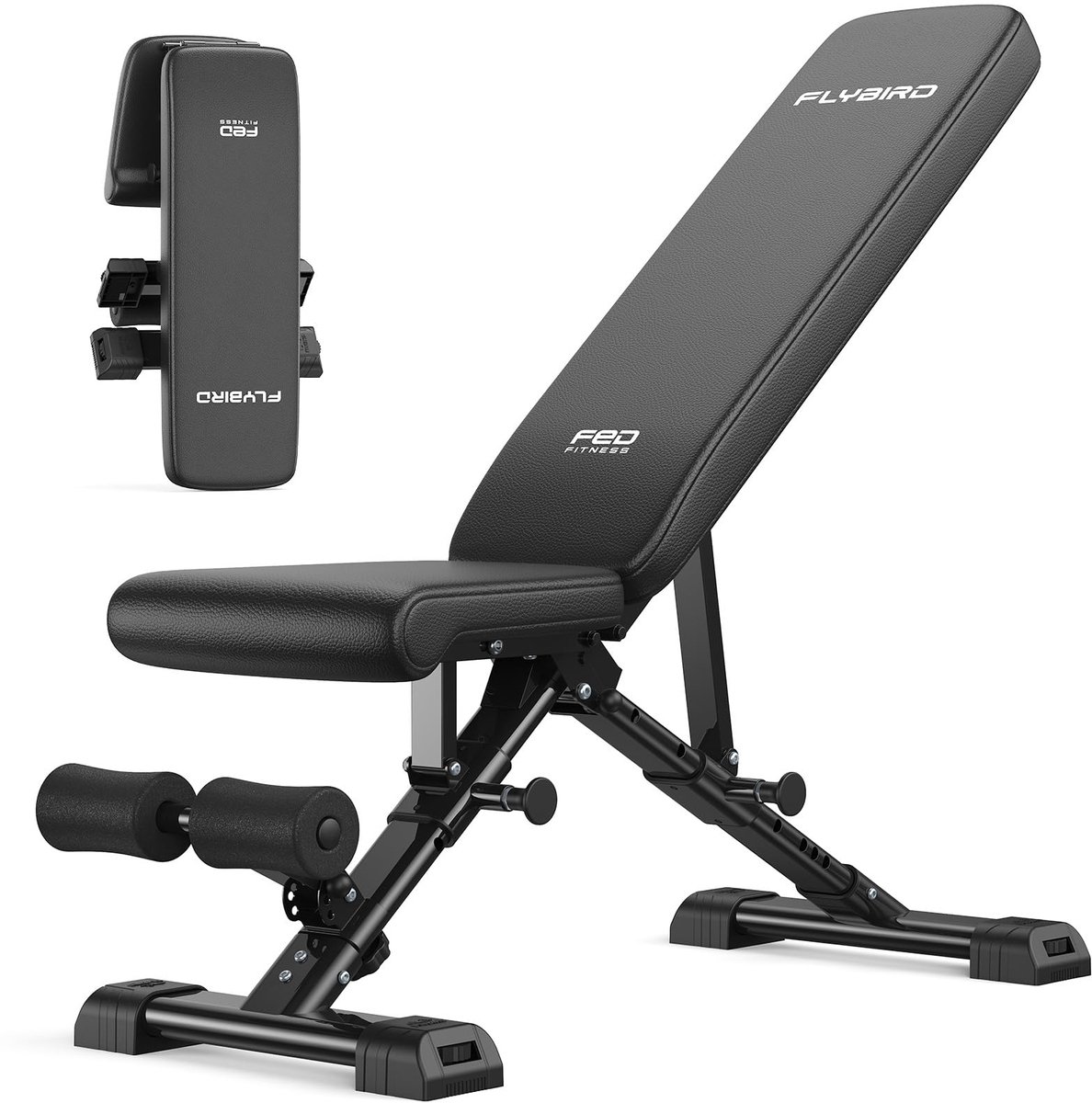 SnelShoppen - FLYBIRD Multifunctionele Gewichtbank - Krachttraining voor Huisgym - Eenvoudig Opklapbaar & Instelbaar - 360KG Capaciteit met Bicepcurls
