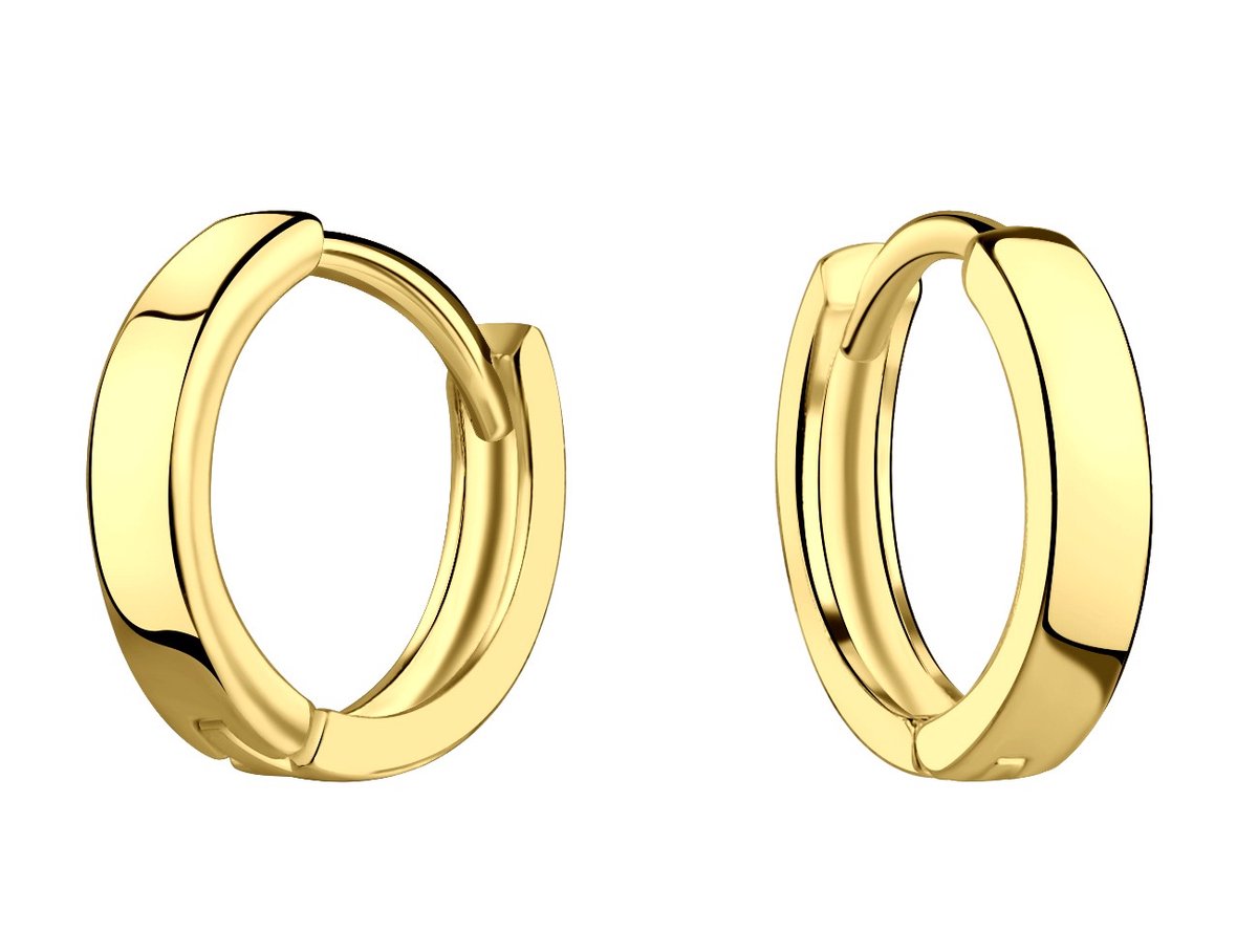 Joy|S - Zilveren oorringen - 10 / 2 mm - klapscharnier sluiting - sterling zilver 925 - goldplated oorbellen - oorringetjes