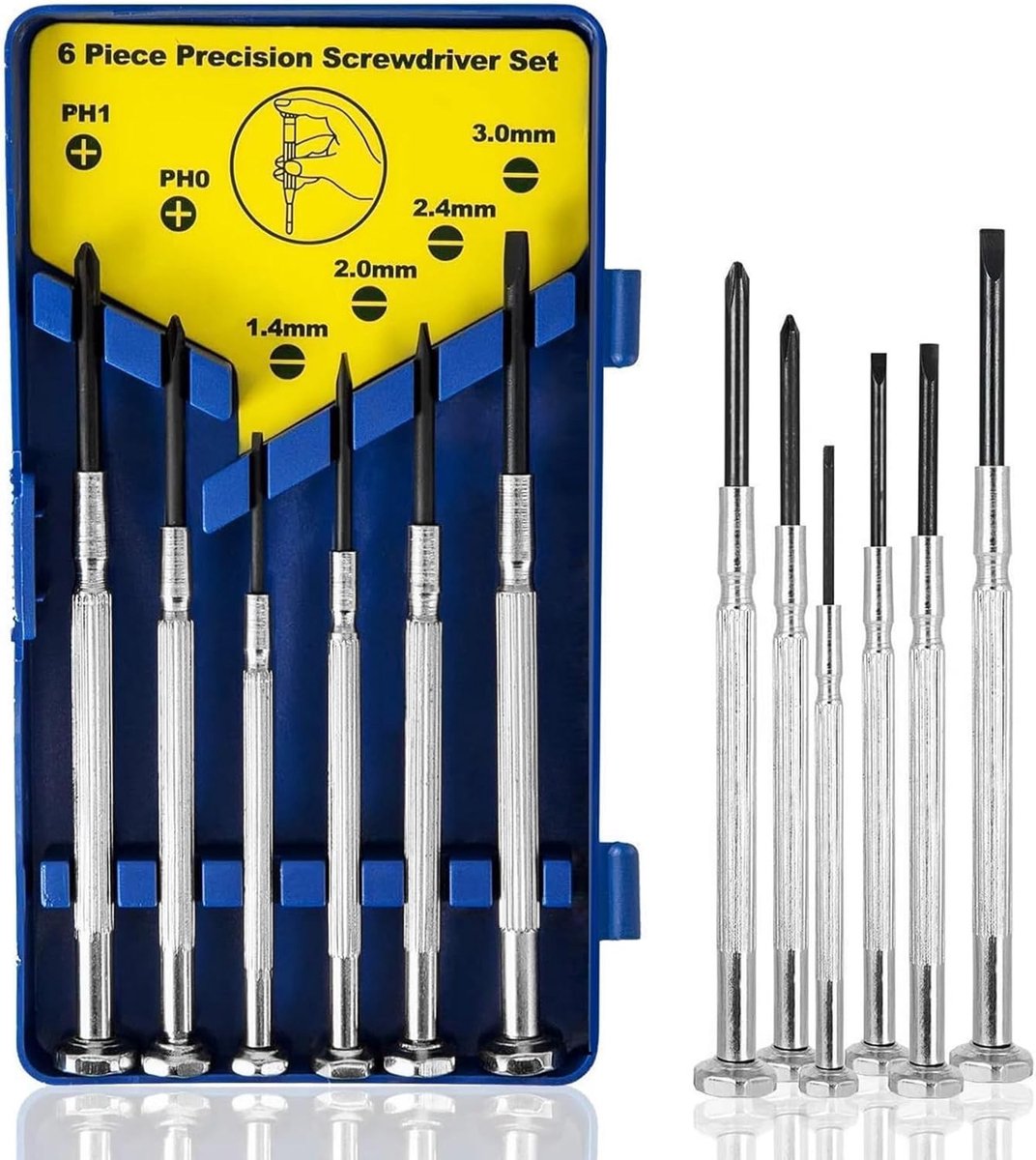 Mini Schroevendraaierset voor Brillen - 6-in-1 Reparatieset voor Horloges en Eyewear, Fijn Mechanisch Gereedschap voor Doe-Het-Zelf Klussen
