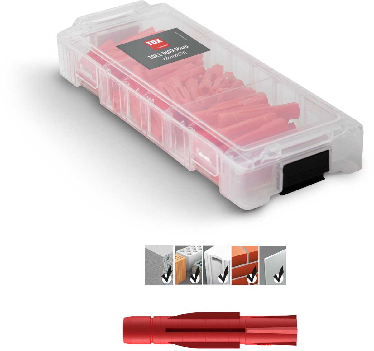 SnelShoppen - L-BOXX Micro Allround stapelbare sorteerbox met 95-delige multifunctionele pluggen TRI, voor bouwmaterialen, 6/36, 8/51, 10/61, onbreekb