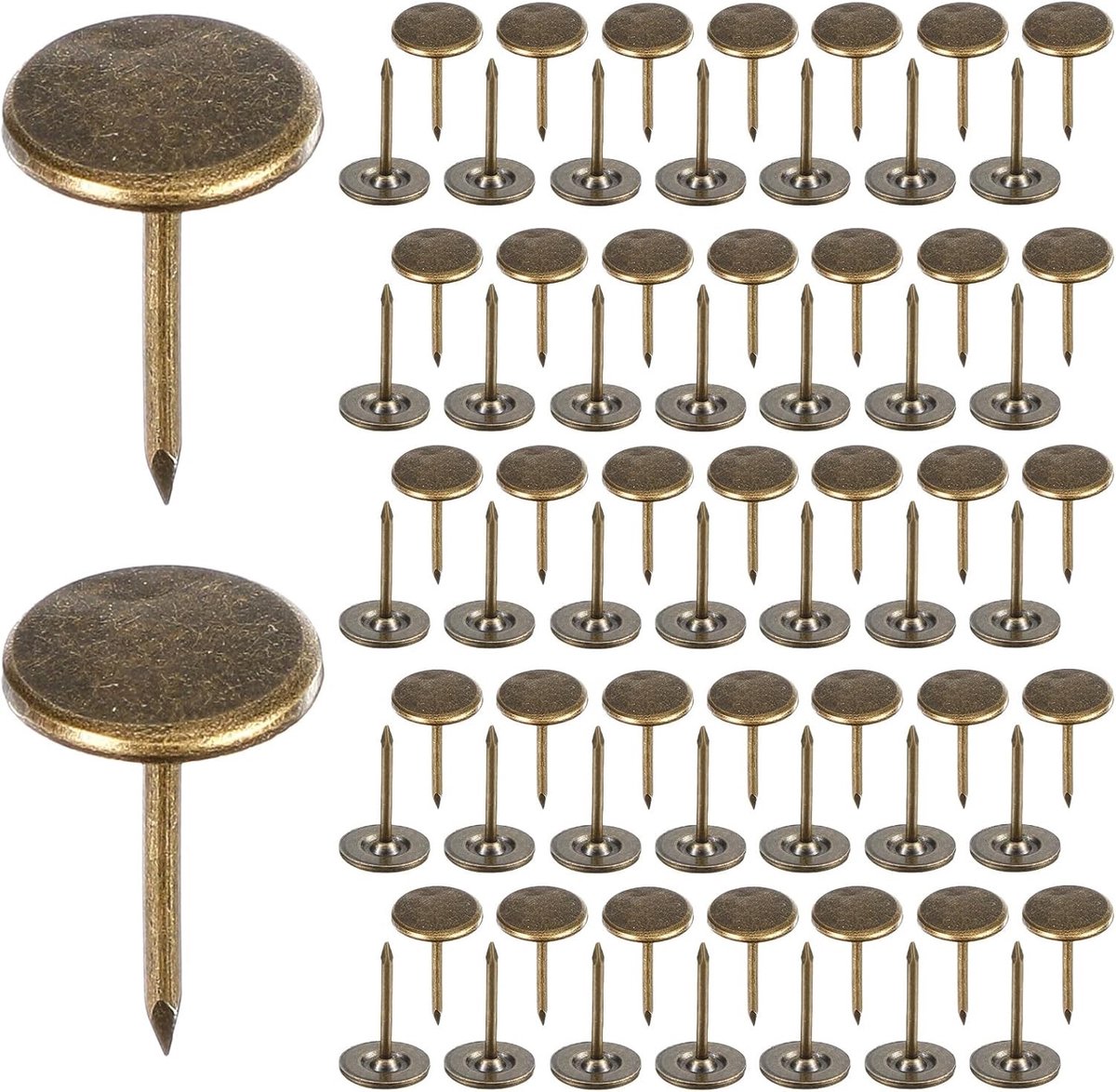 100 stuks bronskleurige punaises voor prikborden en wanddecoratie | Decoratieve nagels voor meubels, handwerk en kantoorinrichting