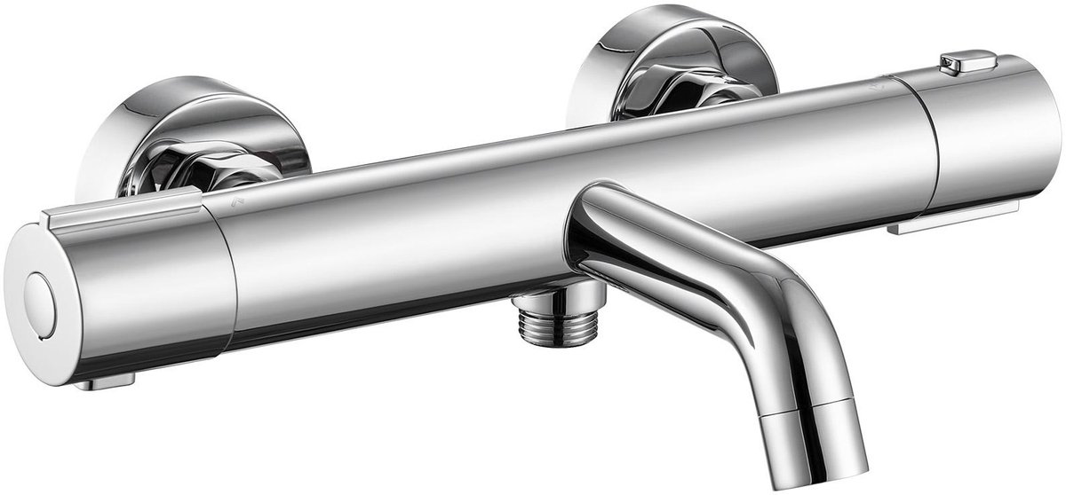 Auralum Max Thermostatische Badkraan - Hartafstand 15 cm - Waterbesparend - Inclusief koppelingen - Met CoolTouch technologie - Universal - Chroom