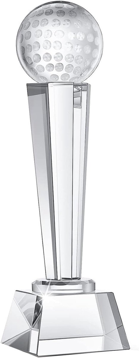 Elegante glazen golf trofee, 9 x 2.7 inch, perfect voor volwassenen en kinderen, golftoernooien en tafelversiering