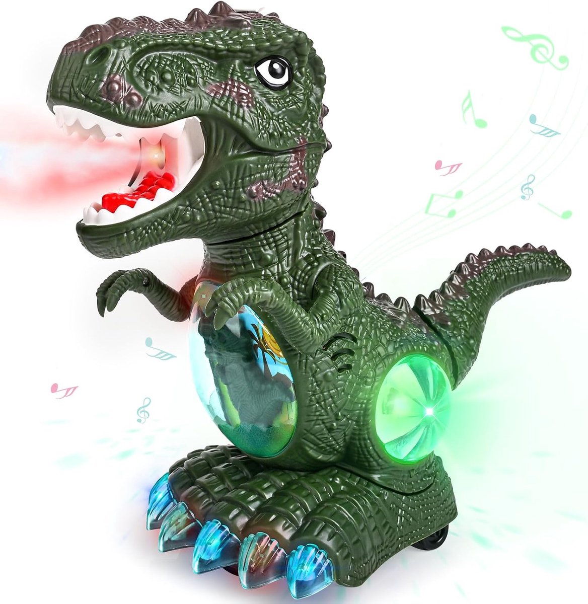 Dinosaurus-speelgoed voor kinderen van 1-4 jaar: speelgoed met brulgeluid, muziek en lichtjes; bewegende dinosaurus met neveleffect; elektrisch speelgoed voor kinderen van 3-5 jaar – geschikt als cadeau voor Pasen, Kerstmis of verjaardagen.