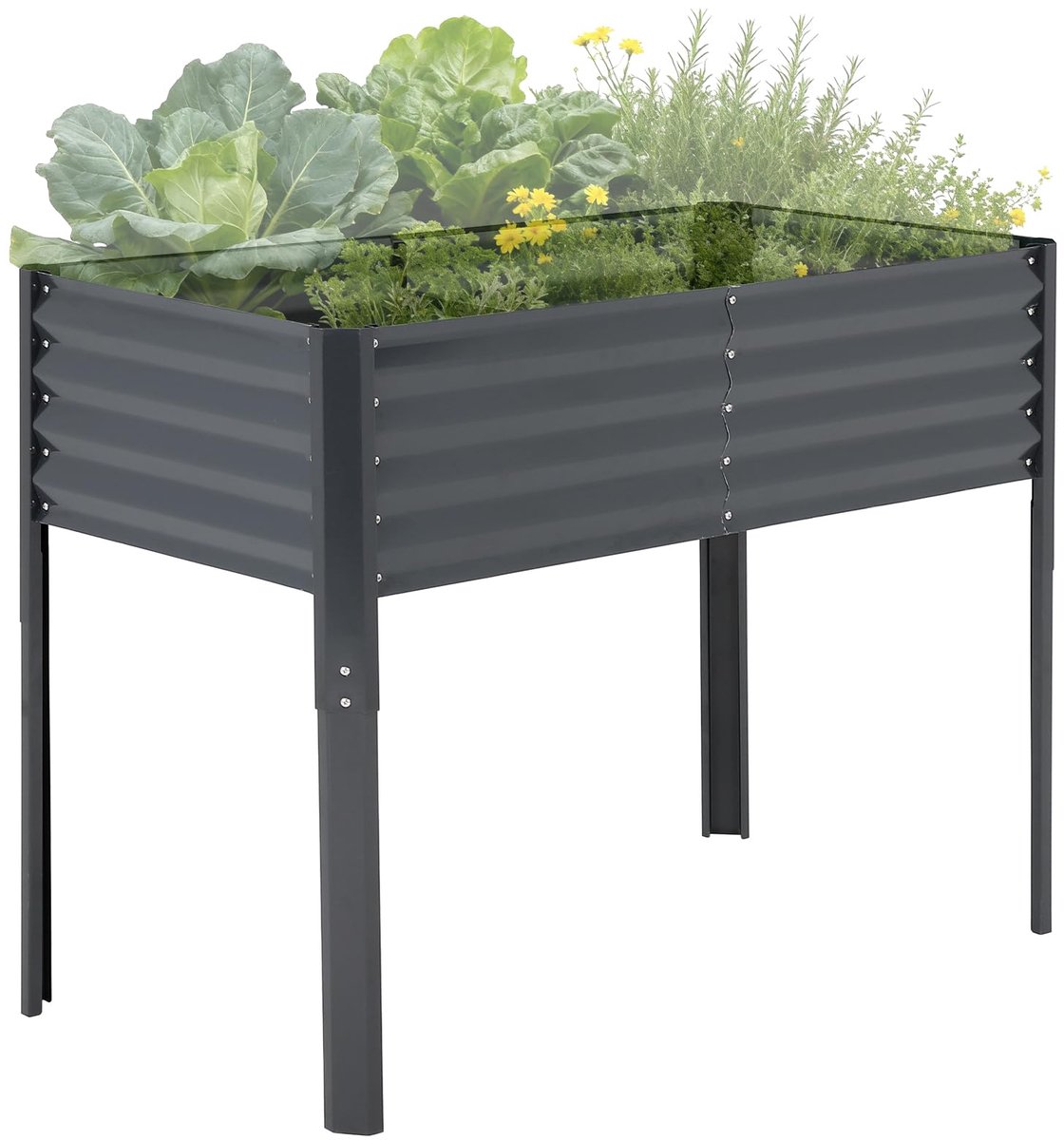 Verzinkt Verhoogd Plantenbed 120x60x90cm – Weerbestendig & Duurzaam – Met Verstevigd Frame Vogelnett – Verhoogde Tuinbak voor Groenten, Kruiden Bloemen – Eenvoudig te Monteren, Grijs