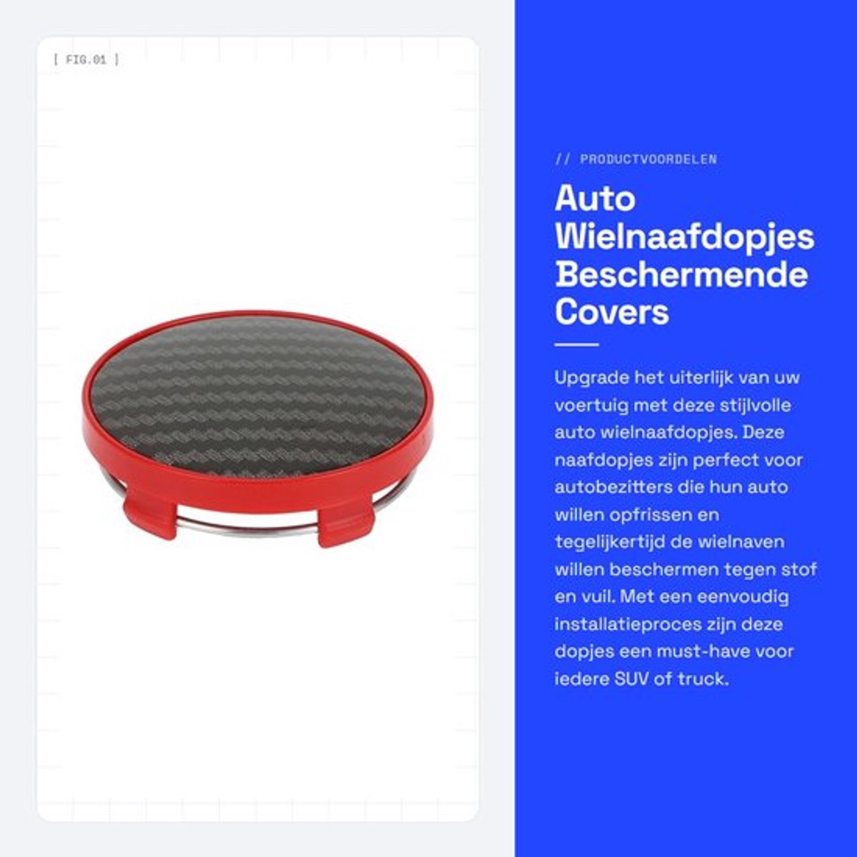 Wielnaafdopjes 60mm - Carbon Fiber Patroon - Universele Naafdoppen - Bescherming tegen Stof/Dirt - Verpakking van 1 - Duurzaam Materiaal - Naafdop