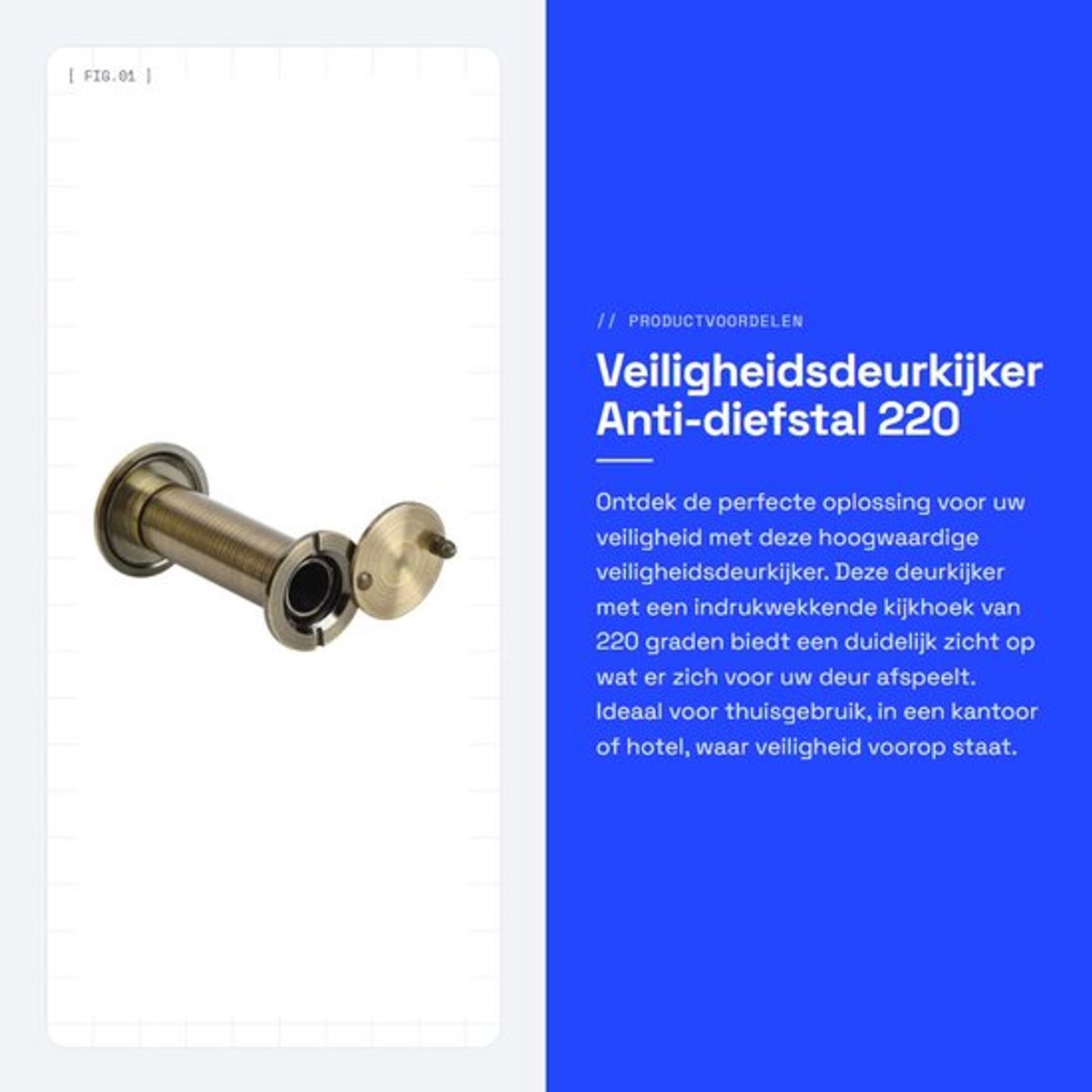 Veiligheidsdeurkijker 220 Graden Kijkhoek - Anti-diefstal - Duurzaam - Eenvoudig te Installeren - Geschikt voor Deurdikte 55-90 mm - Bescherming tegen Inbraak - Deurkijker