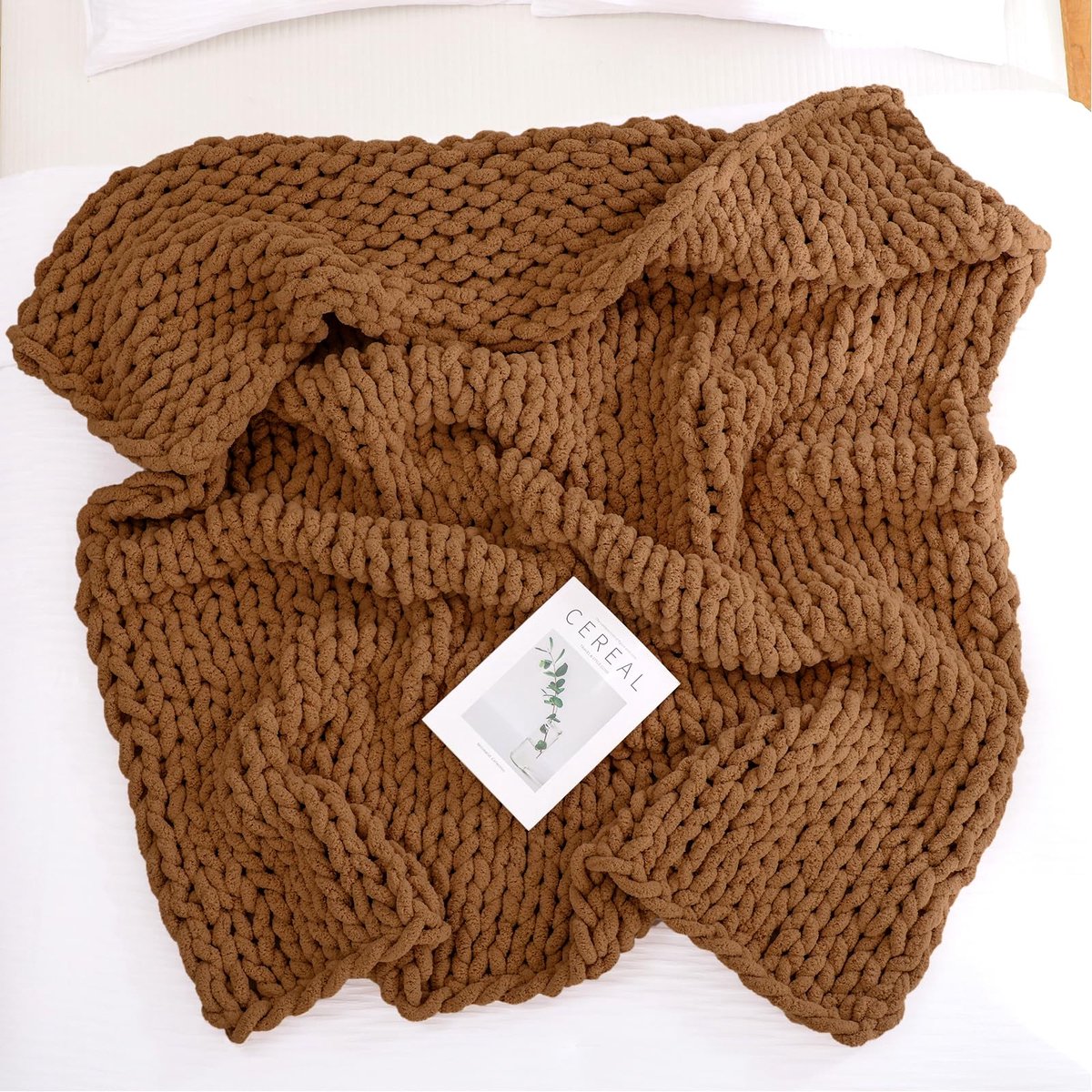 SnelShoppen - Grof Gebreide Deken Plaid 129 x 160 cm, Zachte Chenille Plaid voor Bank en Bed, Dikke Kabelgebreide Dekens in Diverse Kleuren voor Feest