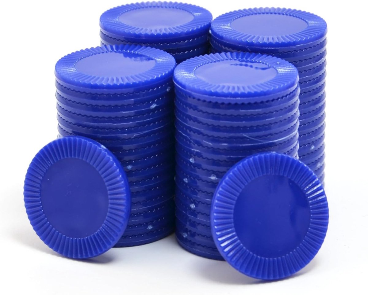 32mm Opaque Plastic Poker Chips in Donkerblauw met Opbergtas - 64 Stuks voor Spellen en Toernooien