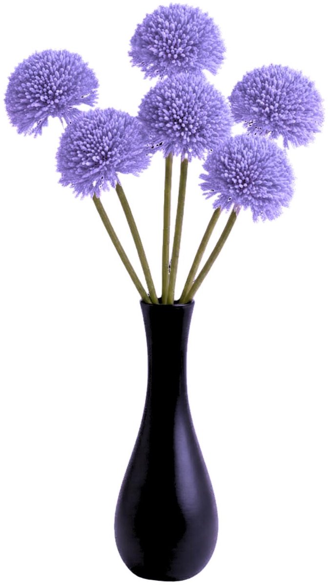 Bellatio Design Sierui Globemaster kunstbloem - 8x - losse stelen - paars - 44 cm - Natuurlijke uitstraling