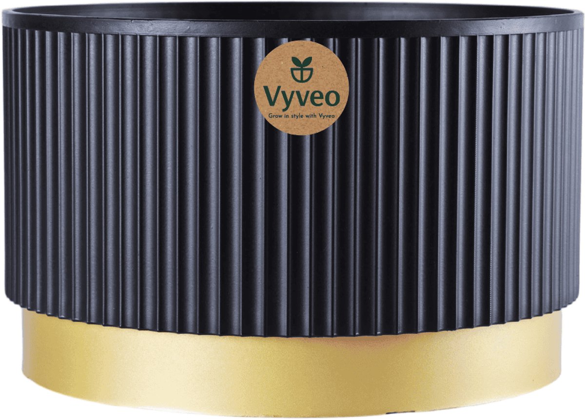 Vyveo - Bloempot Aro - 35x22 - Zwart - Bloempot voor binnen en buiten - Lichtgewicht - Breukbestendig - Vorstbestendig - UV-bestendig