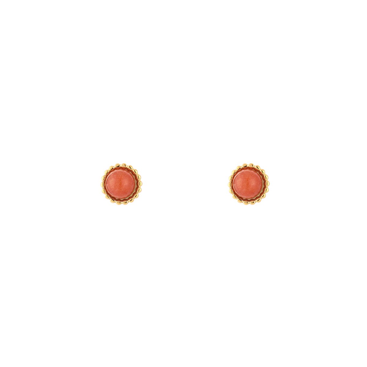 Stainless Steel Round Natural Stone Studs – Luxe Ronde Natuursteen Oorknopjes – RVS - Oranje
