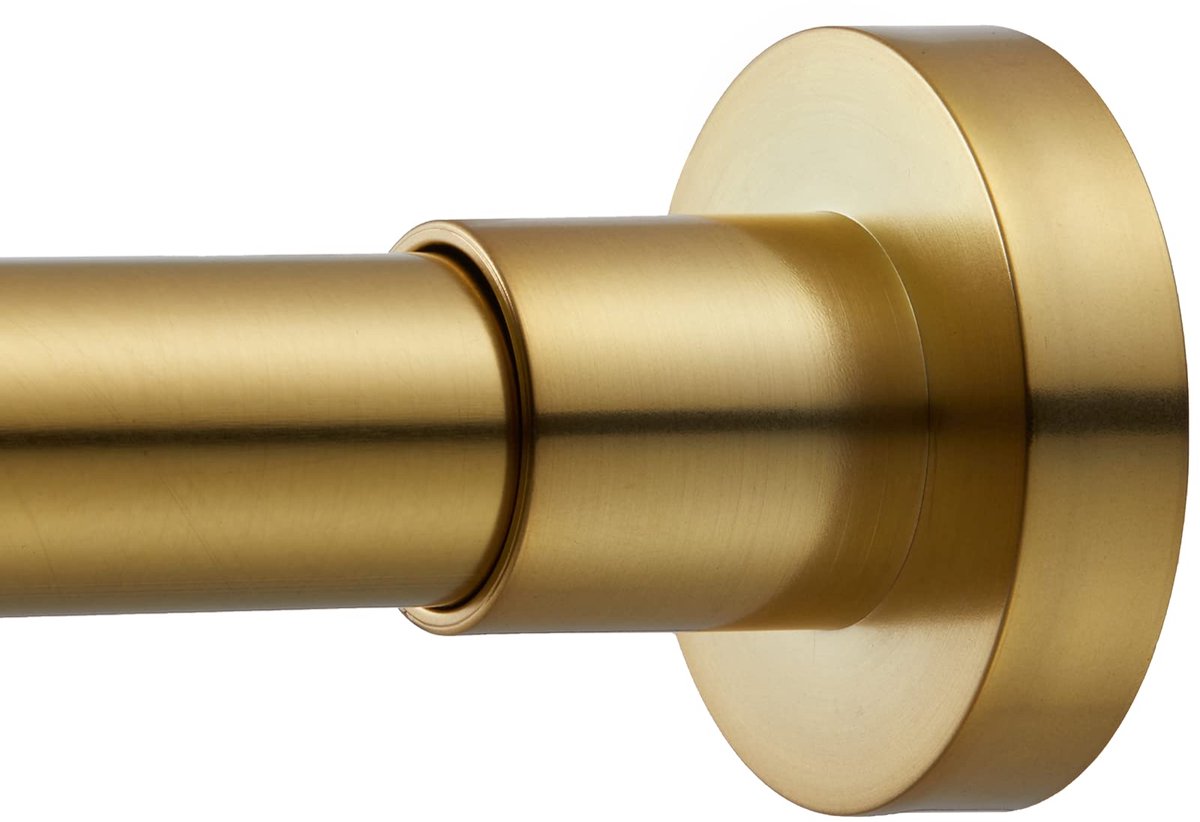 SnelShoppen - Douchegordijnstang Roestvrij Staal, Verstelbaar 109,2-185,4 cm, Antislip, Zonder Boren, Goud, Perfect Voor Douchegordijnen en Raamgordij