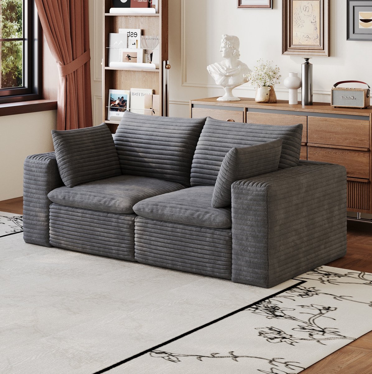 REDOM - Bank - 2-zits zitbank met modulair design - Afneembare kussens - Corduroy bekledin