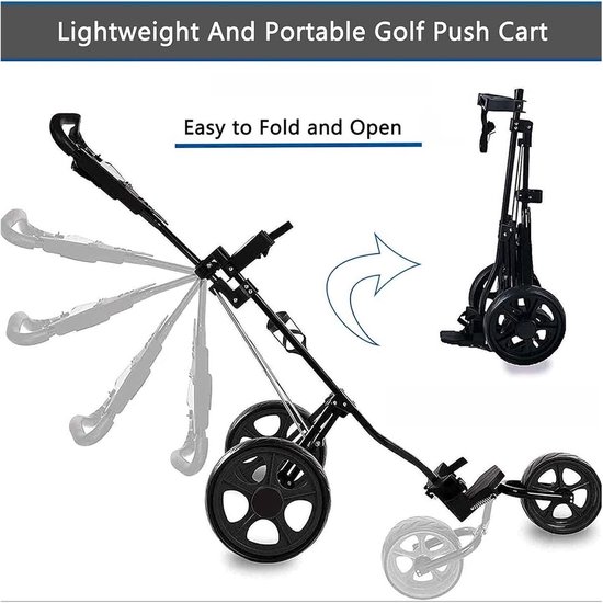 Golf Trolley - Push Cart - Golfen - Opvouwbaar Ontwerp - 3 Wielen - Zwart van GOLF — afbeelding 3