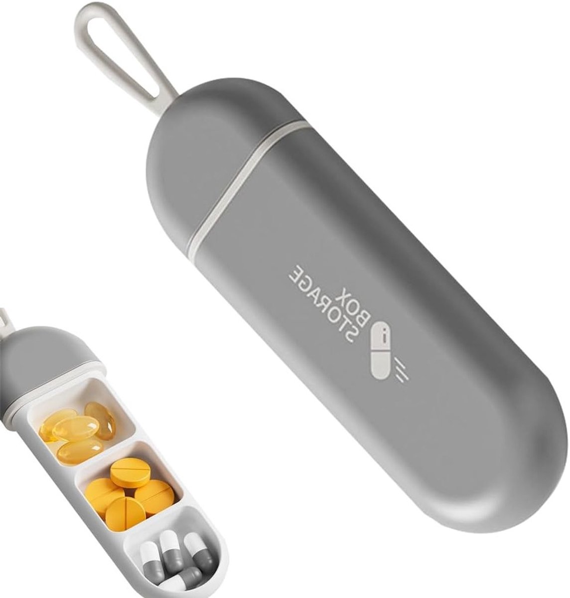 Draagbare pillendoos voor volwassenen met 3 vakken, praktische medicijnorganizer voor reizen en dagelijks gebruik, waterdicht en compact, ideaal voor medicijnen en supplementen