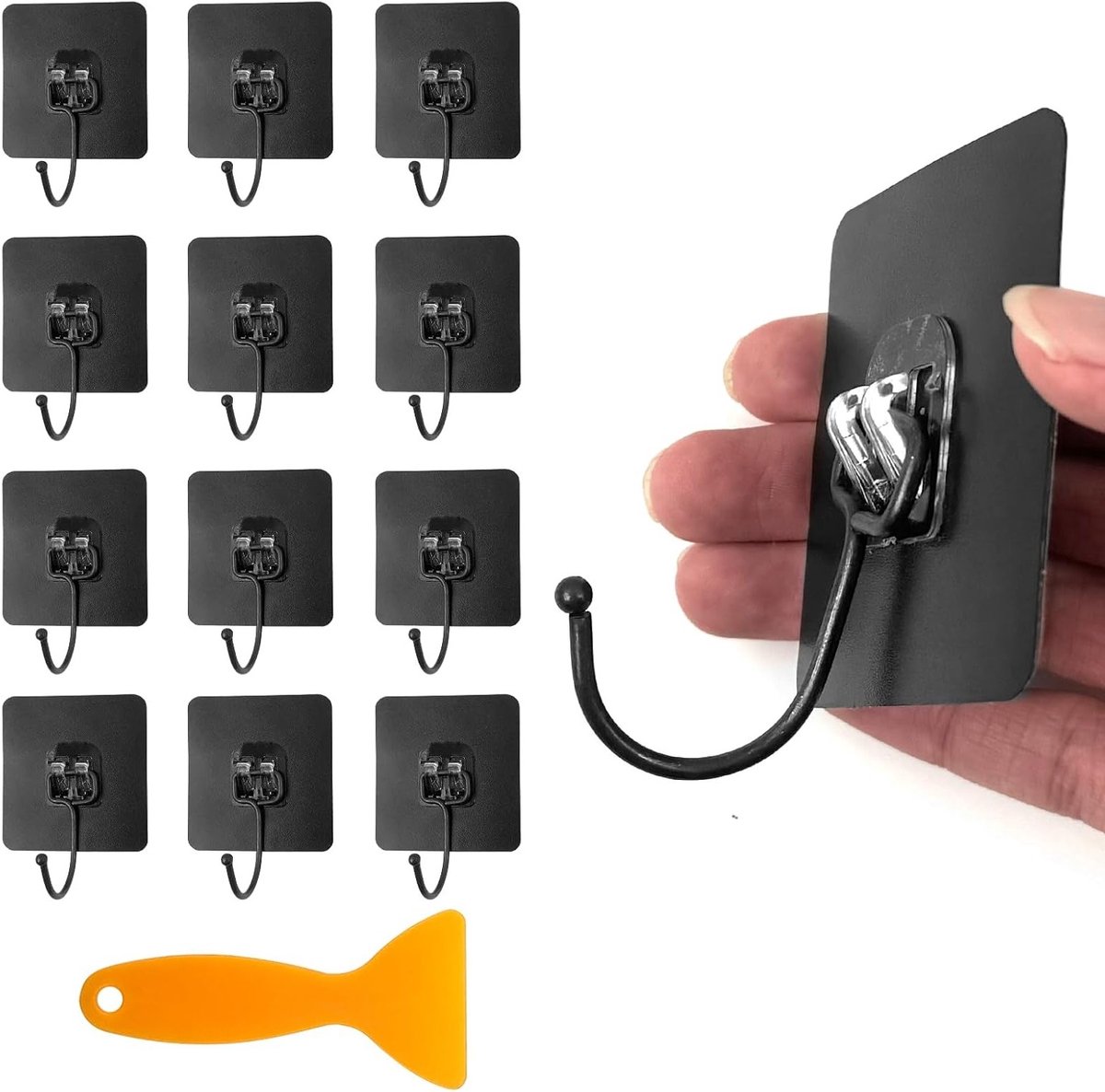 Set van 12 Zelfklevende Wandhaakjes, Extra Sterke Haakjes voor Wandbevestiging, Naadloos en Waterdicht, Ideaal voor Woonkamer en Keuken