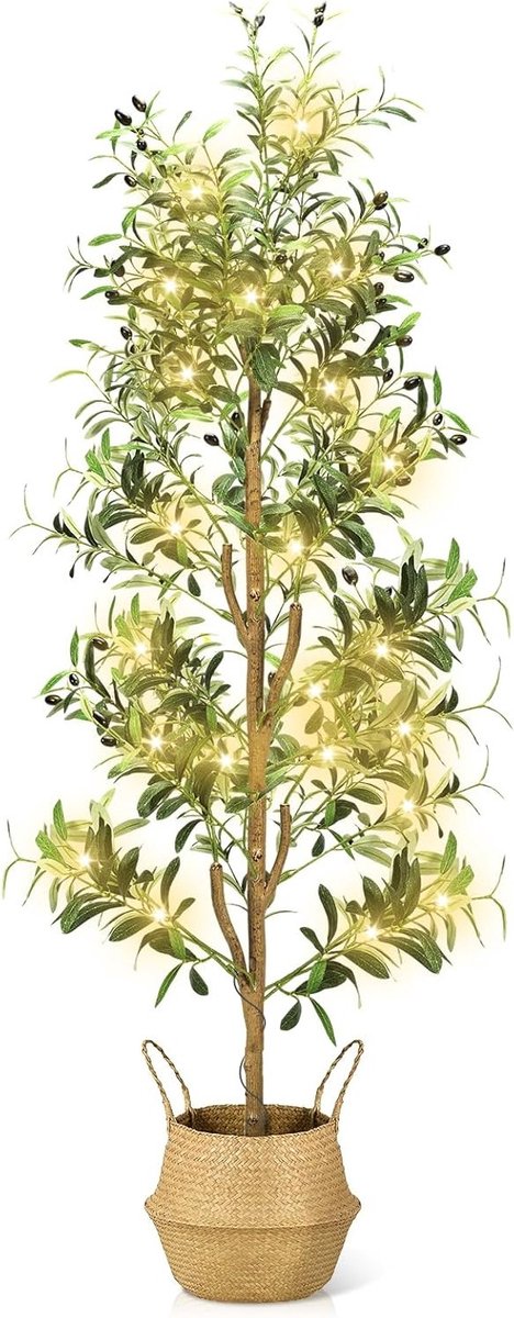 Kunstolijfboom van 180 cm – Realistische kunstplant voor interieurdecoratie en sfeerverbetering