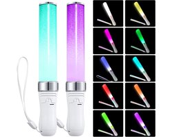 LED Lichtstaven Set van 2 - Fiberglas Lichtstaven voor Feestjes, Concerten en Bruiloften - 24 Kleuren Verwisselbaar en Kleurrijk voor Kerst en Evenementen