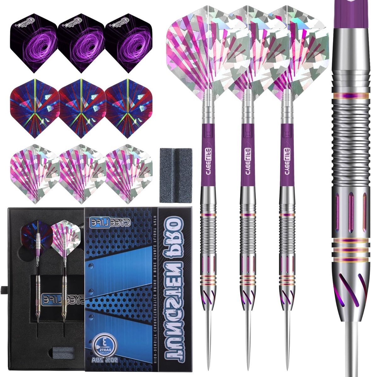 Professionele Tungsten Darts Set 23g met 3 Schachten, 9 Vleugels en 1 Slijper - Ideaal voor Dartsliefhebbers en Competities