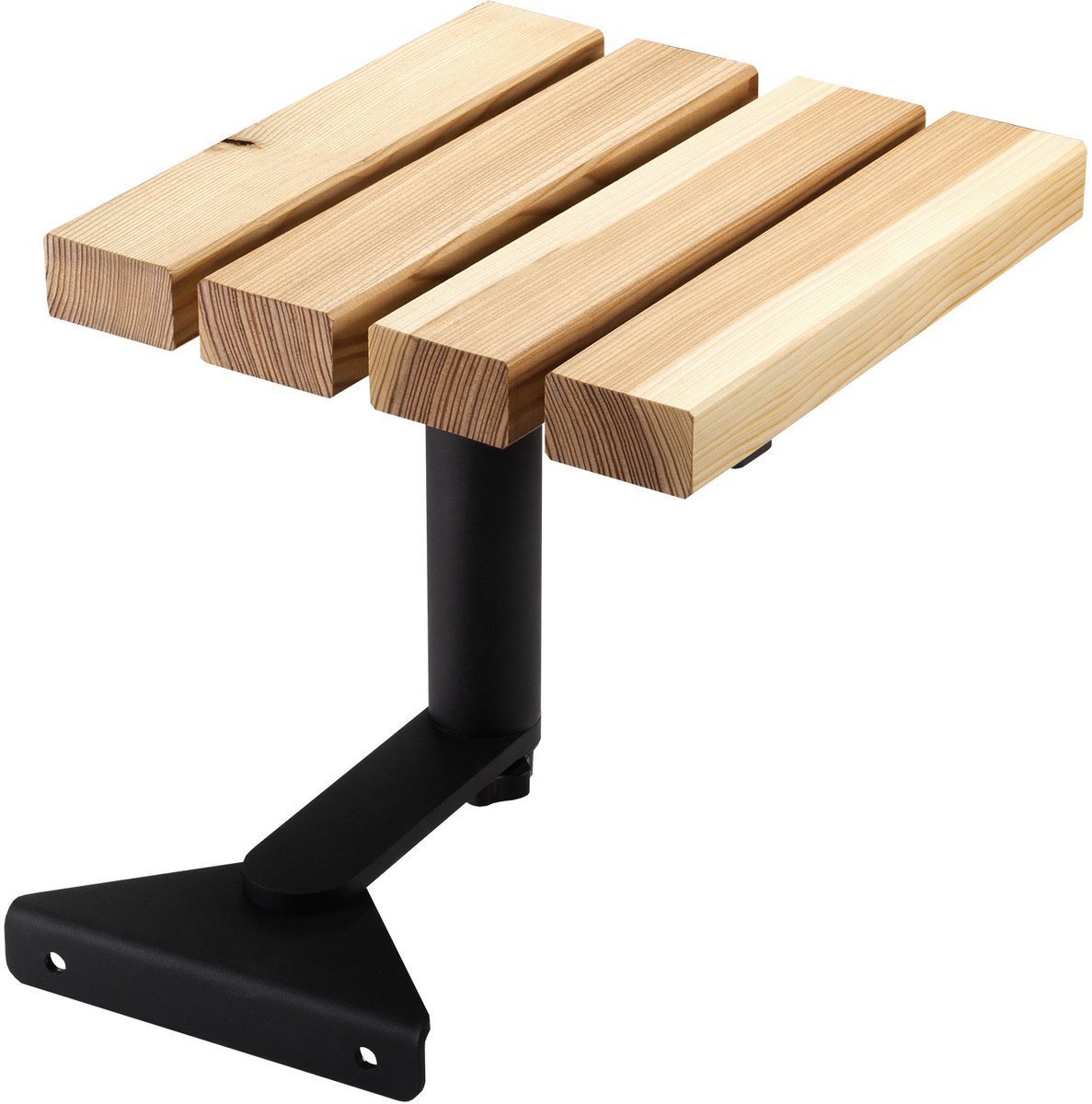 Tuinligstoel, aanbouwtafel, draaibaar, verzinkt staal, zwart, incl. houten latten van lariks