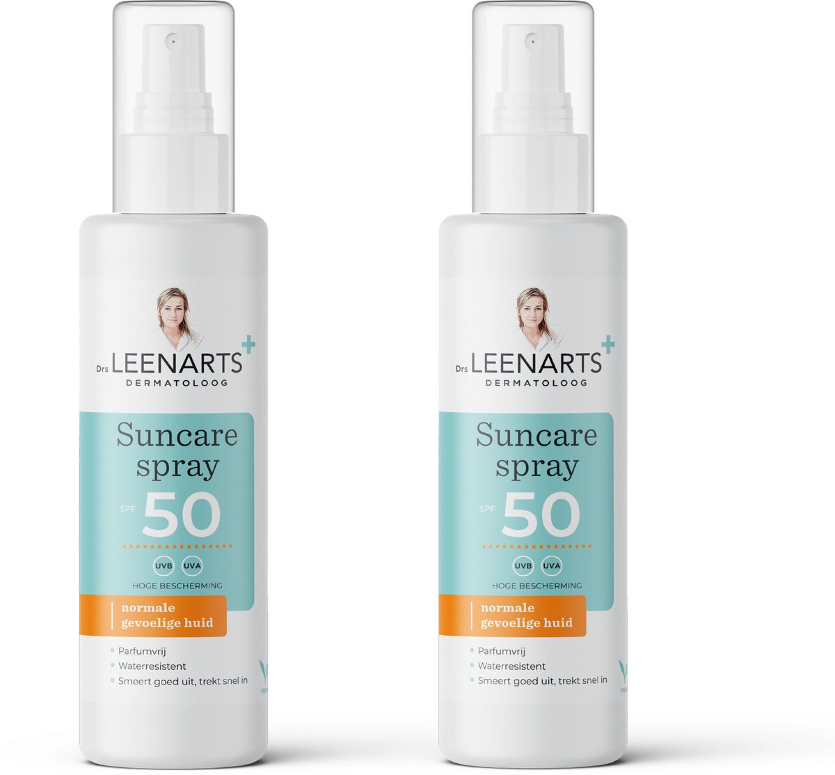 Drs Leenarts 2x Zonnebrand Spray SPF50 – Gezicht & Lichaam – Parfumvrij – 400ml