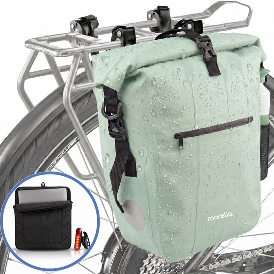 Morelia® Fietstas - Incl Achterlicht & Laptoptas - Fietstassen - Fietstassen Electrische Fietsen - Fietstassen Enkel - 28 Liter - 100% Waterdicht - Tarpaulin materiaal