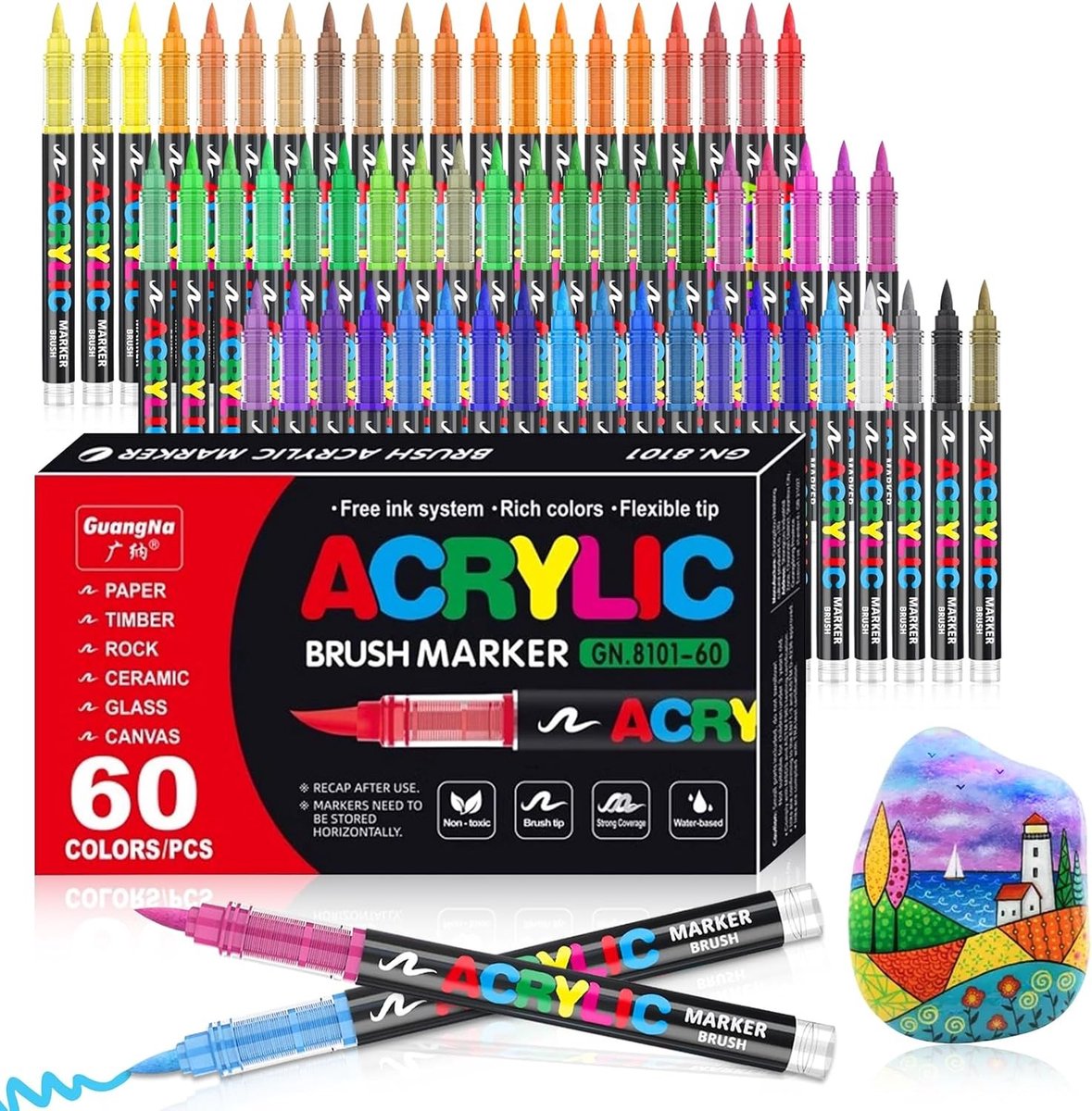 Acrylverf Stiften - Multicolor - Waterdicht en Sneldrogend - Geschikt voor Diverse Oppervlakken - Voor Beginners en Professionals