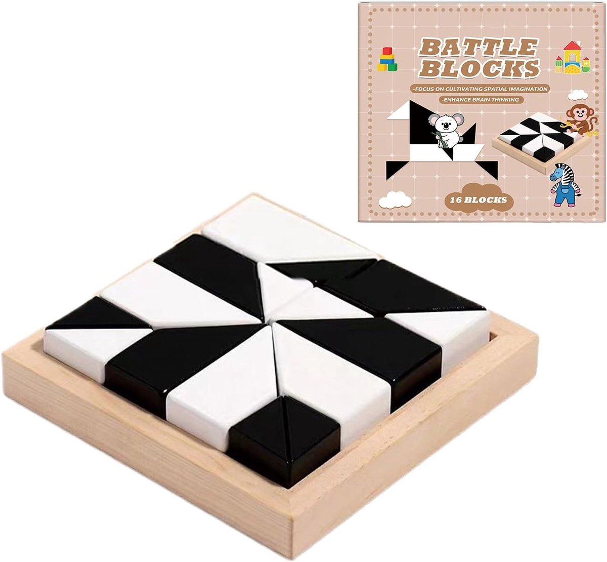 Kubus Puzzel - Blok Puzzel - Vroege Educatie - Met Opbergbak - 11.6 cm - Kleurrijk
