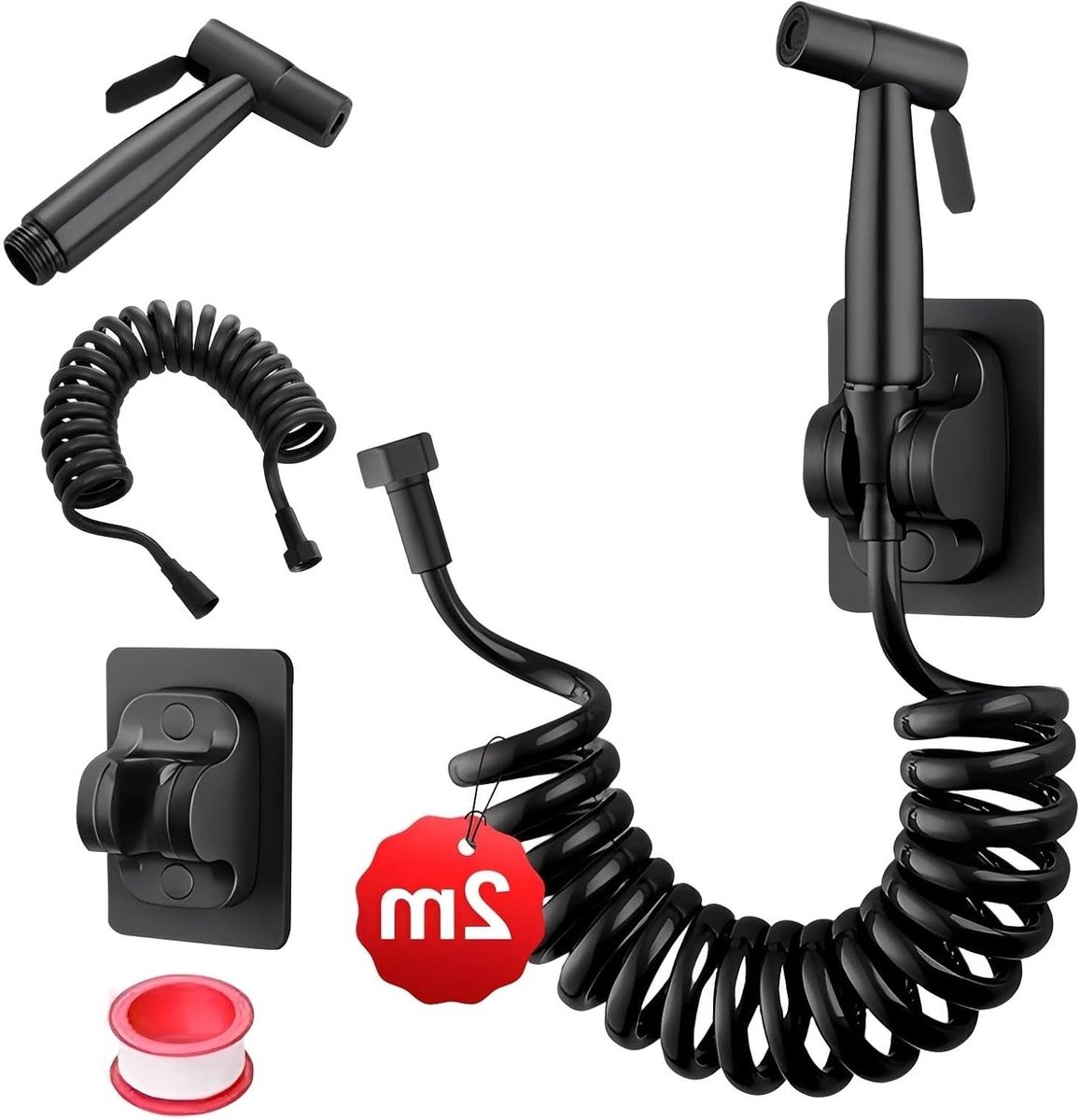 Handdouche voor Toilet - RVS Hoge Druk Spray Gun met 2m PE Slang, Bidet Spray Kit voor Keuken en Badkamer