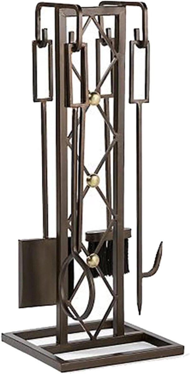 Haard Gereedschap Set - Klassieke Houtkachel Accessoires - Open Haard Onderhoud - Hand Gesmeed Ijzer - 78 cm Hoog - Zwart