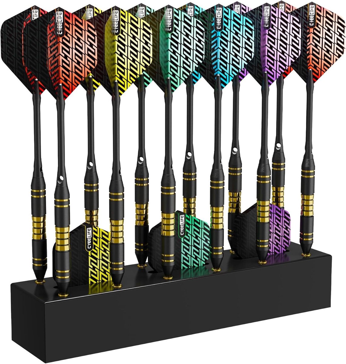 Dart Houder - Dart Accessoire - Dart Opbergen - 12 Dart Slots - 17.4 x 17.4 cm - Zwart Hout