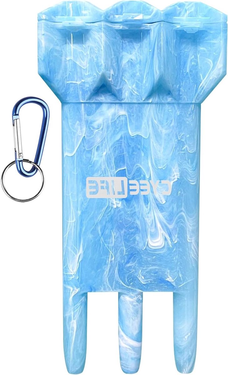Set van 3 Dart Flights met Geïntegreerd Vliegsysteem en Opbergdoos - Marble Blue, 8.5cm x 17cm, Ideaal voor Darten en Sportaccessoires