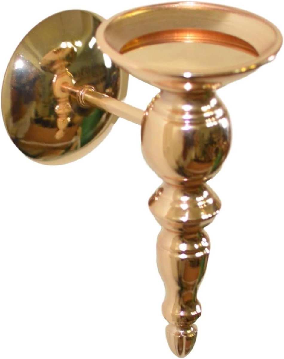 Wandkandelaar - Kaarsenhouder Muur - Sfeer Creëren - Stijlvol Metaal - 17x21 cm - Goud