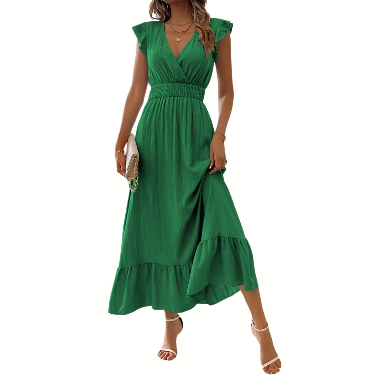 Currero Zomerjurk Dames Zomerjurken Volwassenen Vrouwen Midi Jurk Ibiza Stijl Sundress Dress S Smaragdgroen