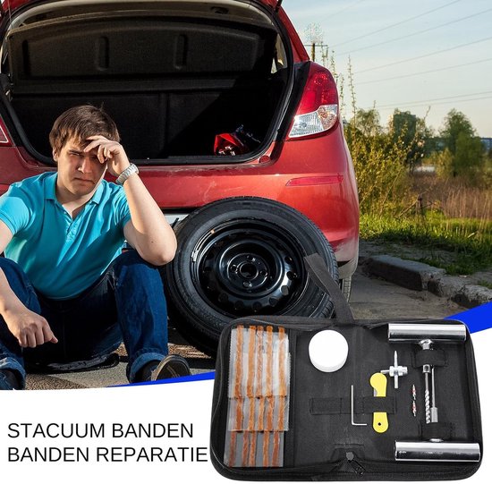 Reparatiestrips Autoband - Lekherstel Kit - Onderweg Repareren - Compleet Gereedschap - 15 Stuks - Zwart — afbeelding 4