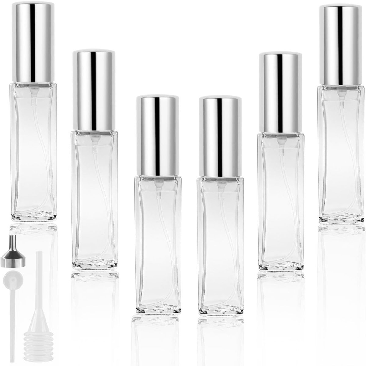 Vulbare Mini Parfum Atomizers - Lege Glazen Sprayflessen voor Reizen en Dagelijks Gebruik - 10ml, 6 Stuks met Fijne Nevel