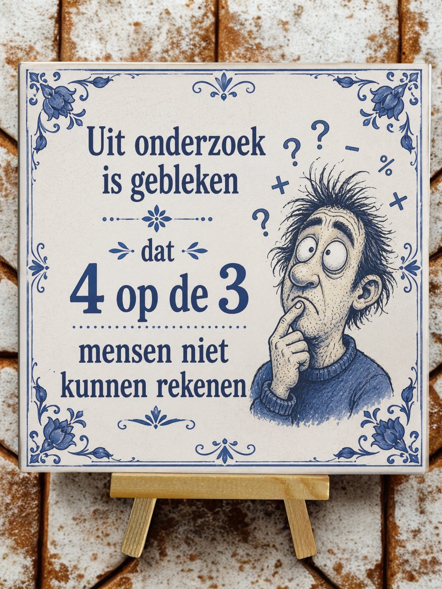 Plot-twister Tegeltje met Tekst - Groot 15x15 cm - 4 Op de 3 Mensen Meerkleurig