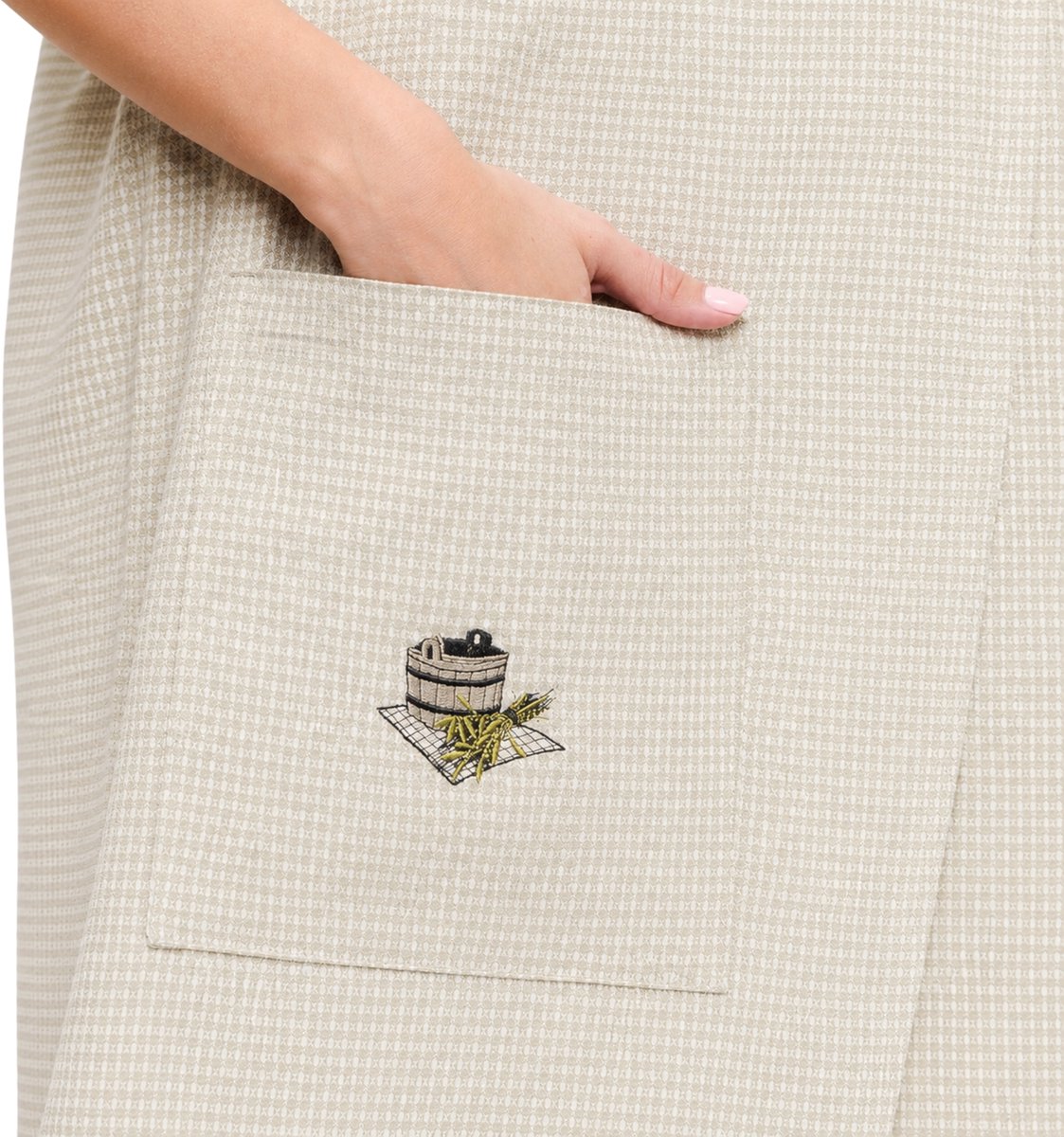 Sauna Handdoek - Sauna Handdoek met Sluiting en Opbergvak - Linnen Wafel - XS-XXL - Saunakilt Dames - Saunadoek - Sauna Handdoek met Klittenband - Beige thumbnail 3
