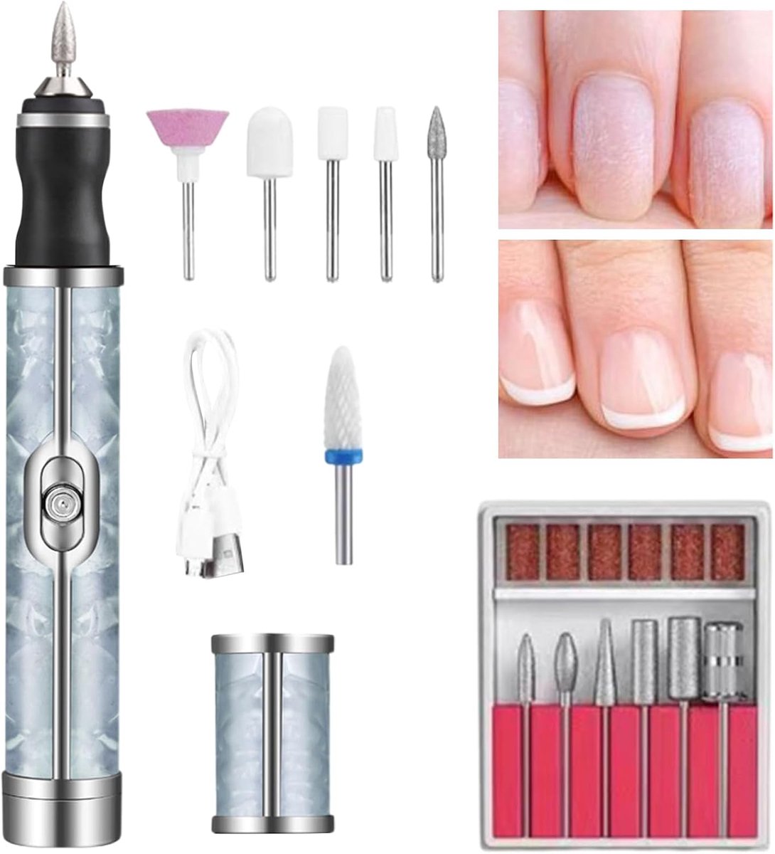 Elektrische nagelfrees - Elektrische nagelvijl - Elektrische teennagelslijper voor dikke Nagels - 4 Snelheden/Oplaadbaar - Manicure set/Pedicuresets - Geschikt voor het knippen polijsten en verwijderen van nagels - Blauw