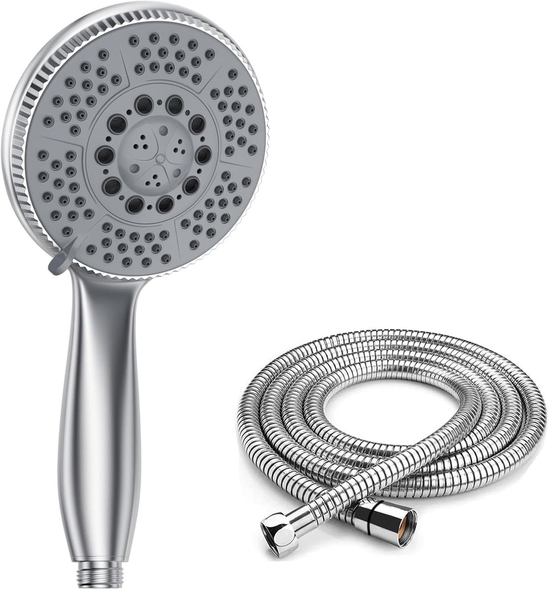 Ionische douchekop - Chroom - 1,5 m slang - ABS en siliconen - Universele handdouche met 5 functies