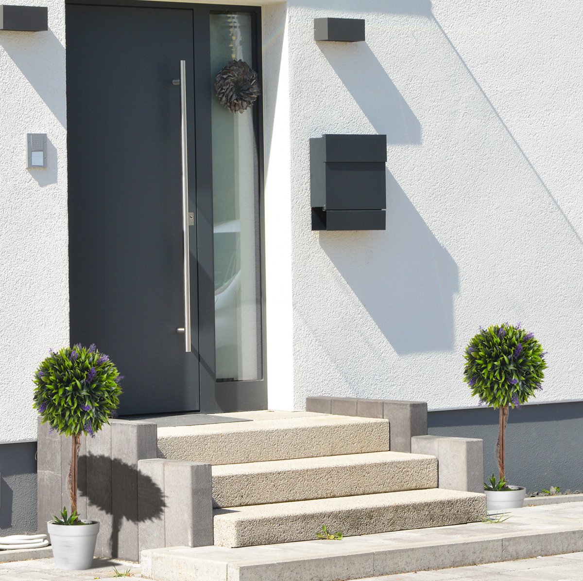 MIVRAY Kunstplant – 2-Delige Lavendelset 60 Cm – Kunststof – Groen – Voor Binnen En Buiten – Met Sierpot, Kunstmos En Stabiele Basis